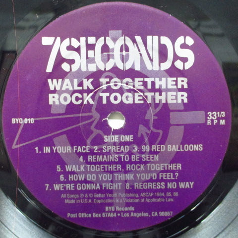 7 SECONDS (セブン・セカンズ ) - Walk Together Rock Together (US 90's再発「紫ラベ」14曲入りLP/メンバー写真ジャケ)