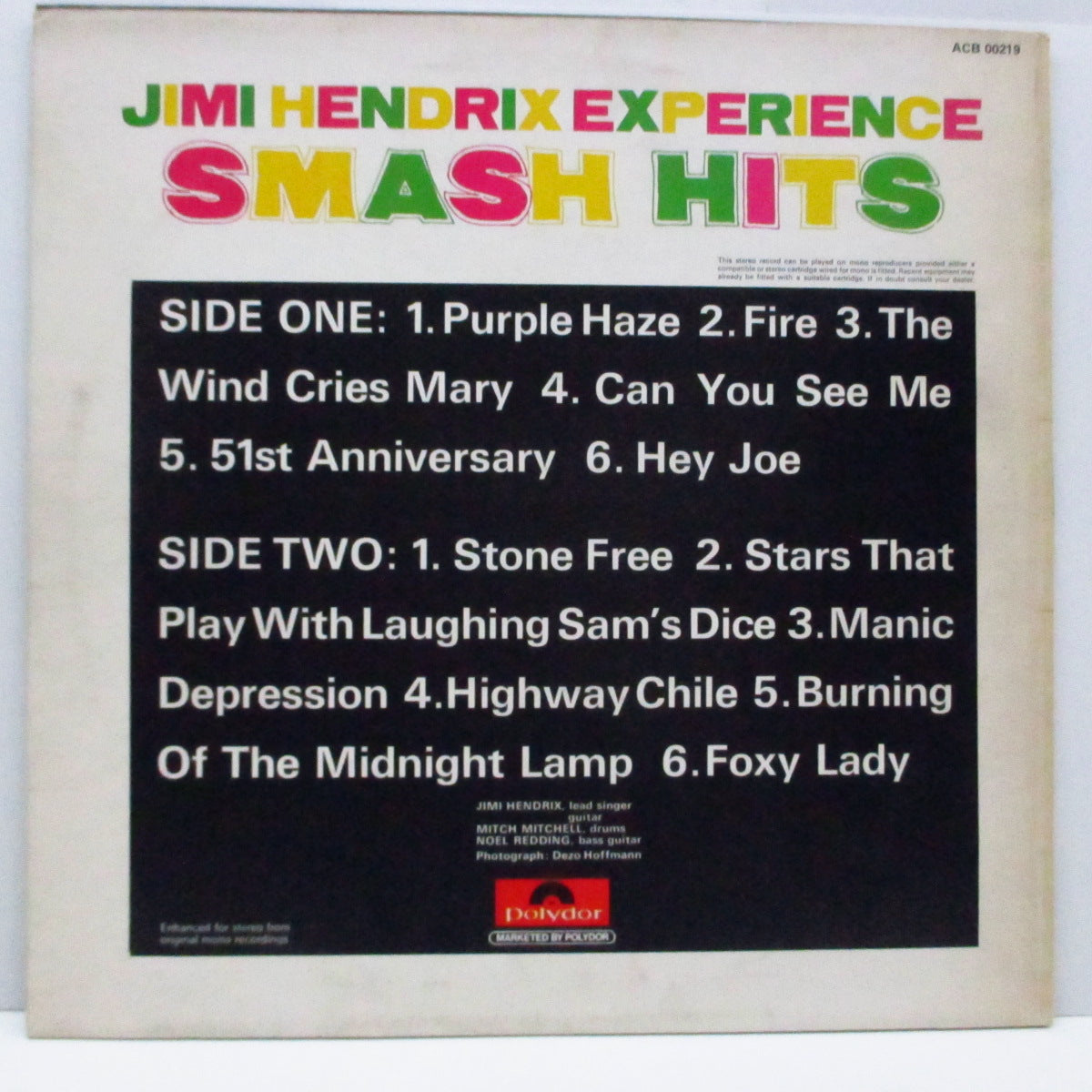 JIMI HENDRIX (ジミ・ヘンドリックス)  - Smash Hits (UK '73 再発「オーディオクラブ・イシュー」 LP+表面CS/ACB-00219）