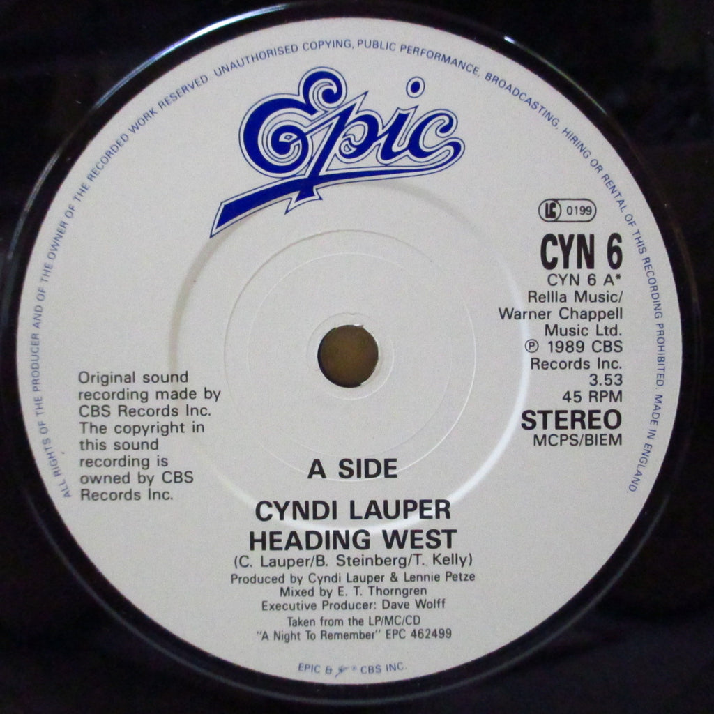 CYNDI LAUPER (シンディ・ローパー) - Heading West (UK オリジナル 7インチ+光沢固紙ジャケ)