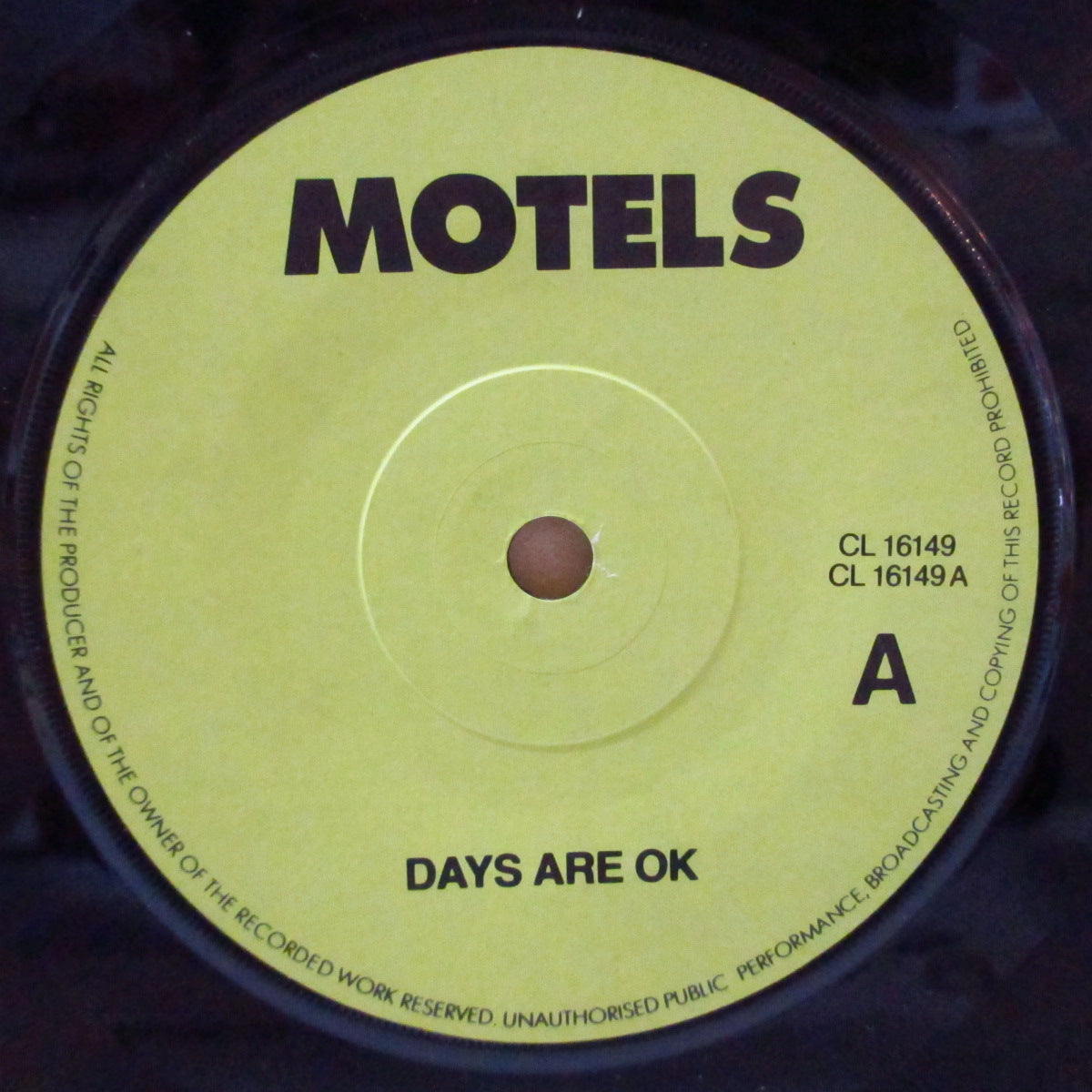 MOTELS, THE (ザ・モーテルズ)  - Days Are O.K. (UK オリジナル「緑ラベ・フラットセンター」 7インチ+グループ写真ジャケ)