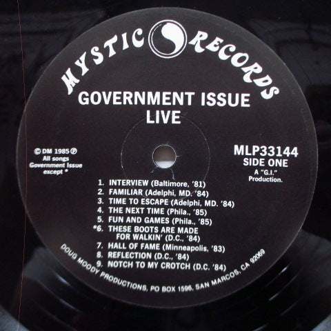 GOVERNMENT ISSUE (ガヴァメント・イシュー) - Live! (US Orig.LP)