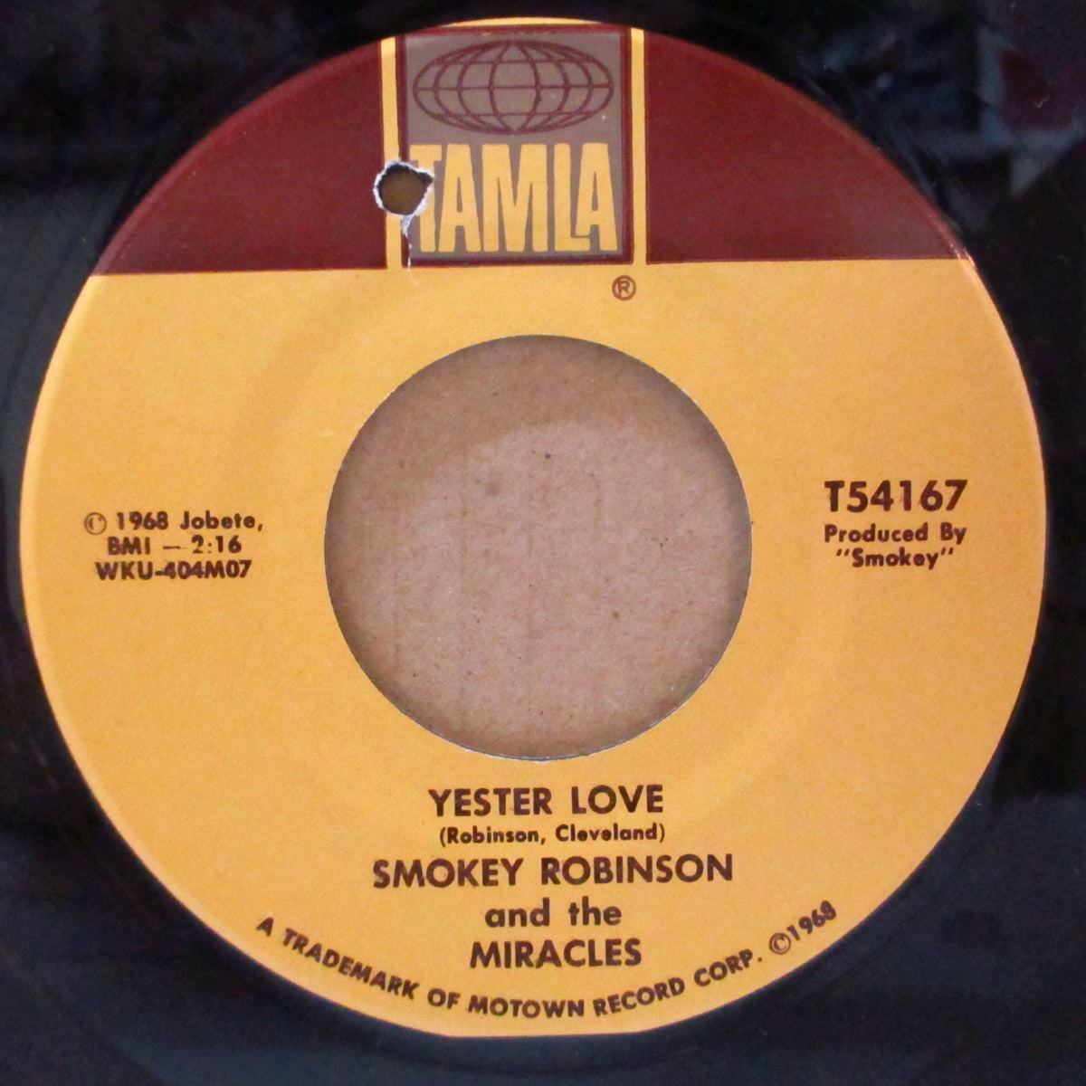 MIRACLES (SMOKEY ROBINSON & THE) (スモーキー・ロビンソン＆ザ・ミラクルズ)  - Yester Love (US Orig.7"/茶色印刷ラベ)