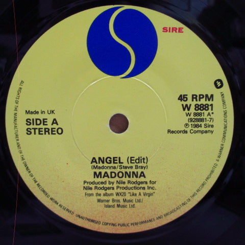 MADONNA (マドンナ)  - Angel (UK オリジナル・ペーパーラベ  7"+PS)