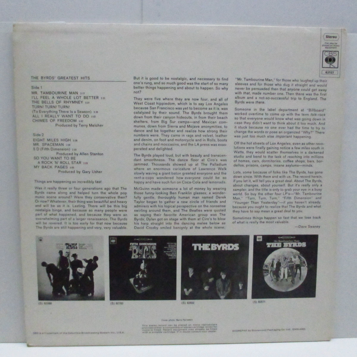 BYRDS (ザ・バーズ)  - Greatest Hits (UK Orig.Stereo LP/No CS)