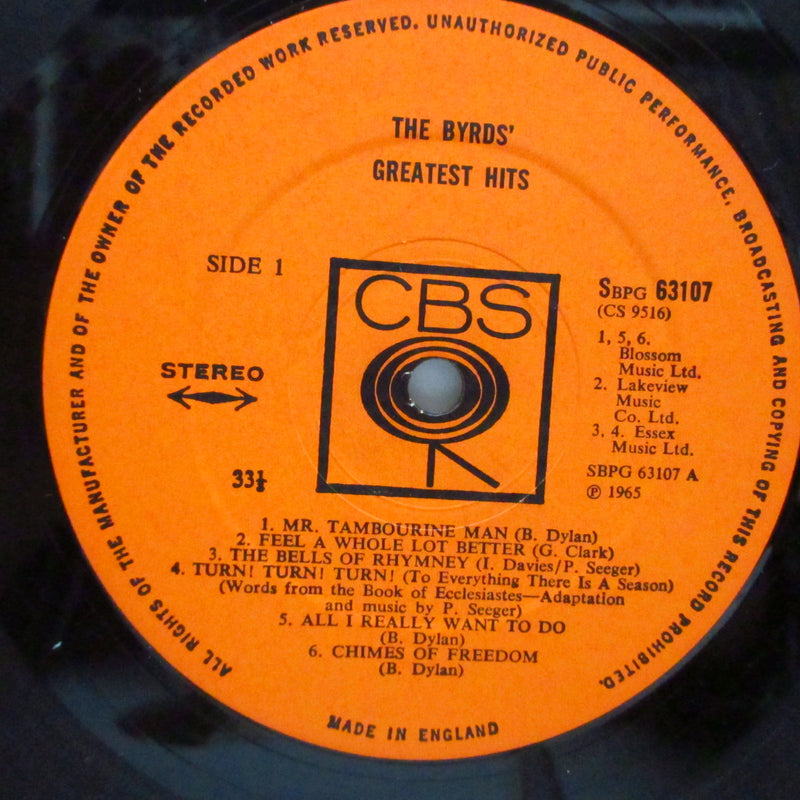 BYRDS - Greatest Hits (UK Orig.Stereo LP/No CS)