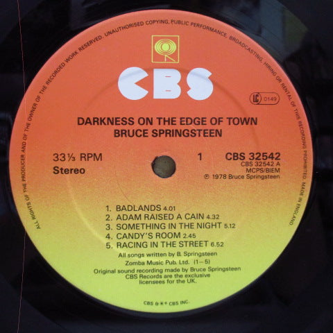 BRUCE SPRINGSTEEN - Darkness On The Edge Of Town (UK Reissue LP/Glossy CVR)