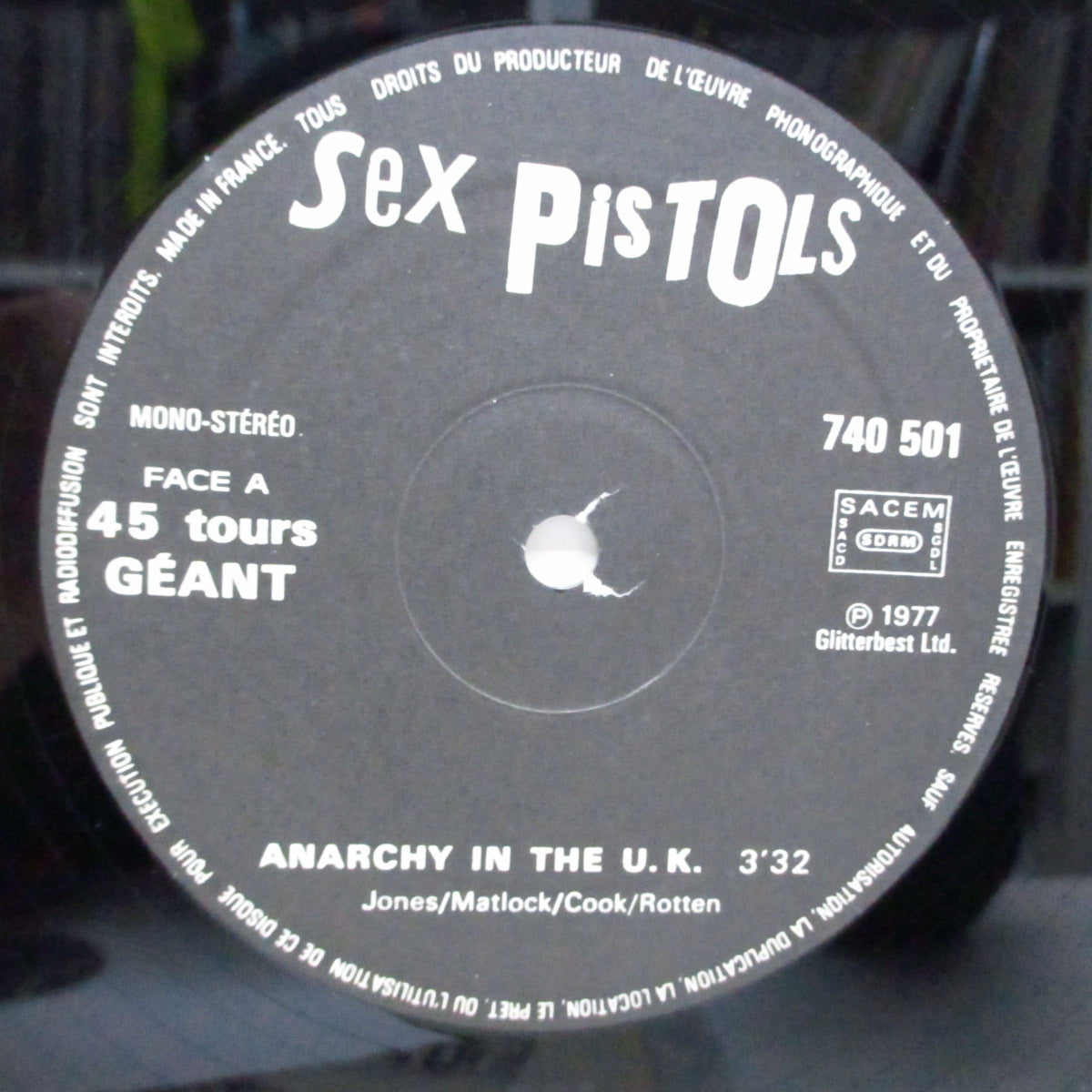 SEX PISTOLS (セックス・ピストルズ)  - Anarchy In The U.K. (France 70's 再発 12"/光沢「BA-171」プライスコードジャケ)