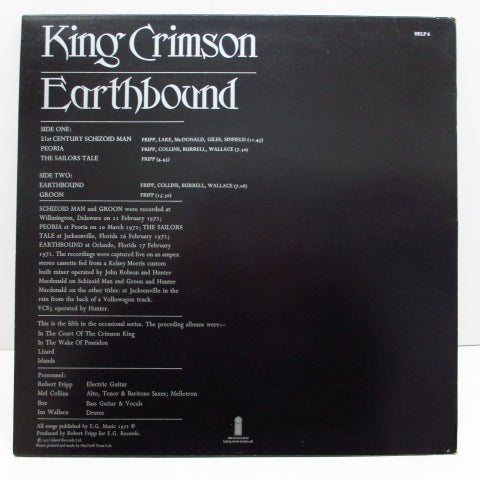 KING CRIMSON (キング・クリムゾン)  - Earthbound (UK:Orig.)