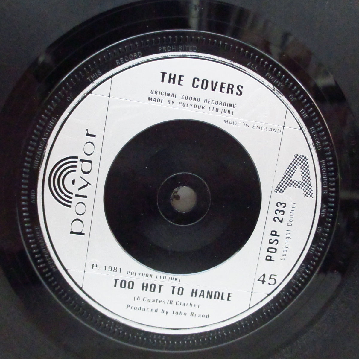 COVERS, THE - Too Hot To Handle (UK Orig.7")