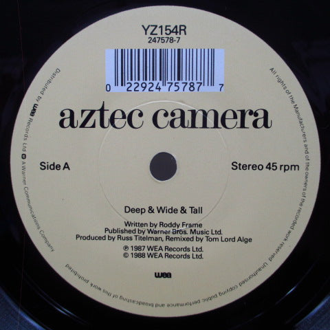 AZTEC CAMERA  - Deep & Wide & Tall (UK Reissue.7"/Roddy Frame PS)