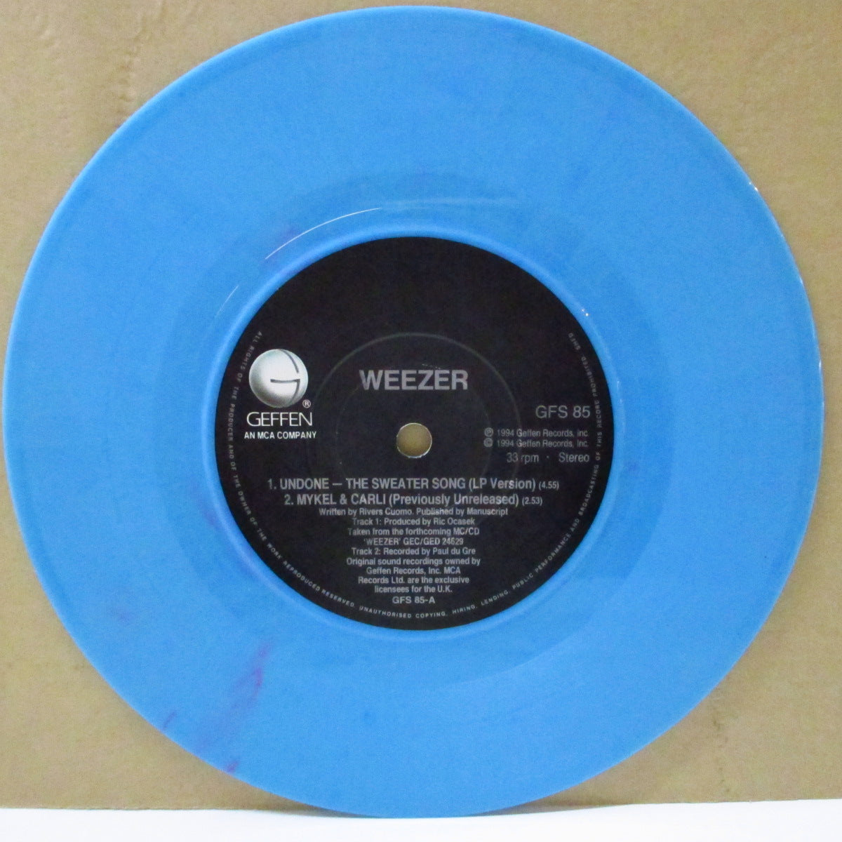 WEEZER (ウィーザー) - Undone - The Sweater Song +3 (UK 2,000枚限定ブルーヴァイナル  7インチ+光沢固紙ジャケ)