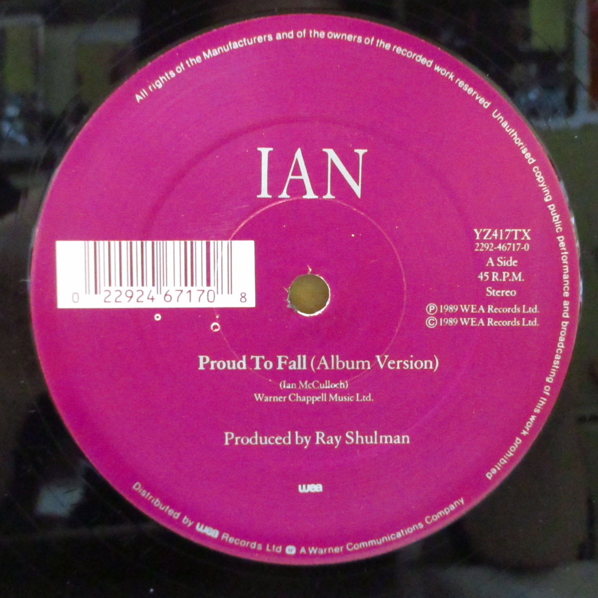 IAN McCULLOCH (イアン・マッカロク)  - Proud To Fall (UK オリジナル 12インチ/マット固紙"唇"ジャケ)