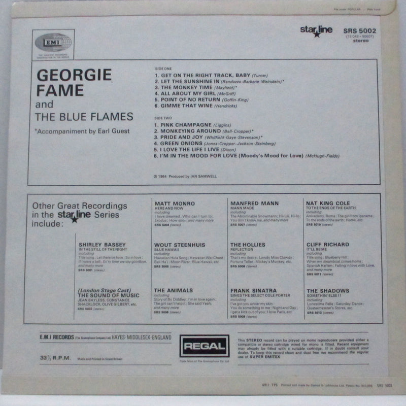 GEORGIE FAME And The Blue Flames (ジョージ・フェイム & ザ・ブルー・フレイムズ)  - Georgie Fame (UK '69 再発「ステレオ」LP+表面コーティング３面折返ジャケ/SRS 5002)