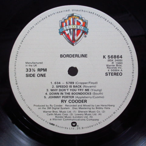 RY COODER (ライ・クーダー) - Borderline (UK オリジナル LP)