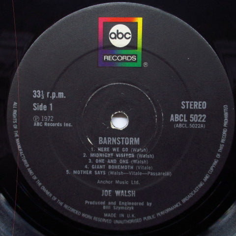 JOE WALSH (ジョー・ウォルシュ)  - Barnstorm (UK オリジナル LP/GS)