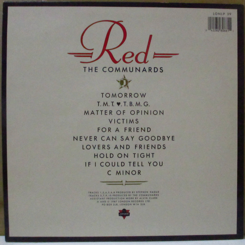 COMMUNARDS, THE (コミュナーズ)  - Red (UK オリジナル LP+マットソフト紙インナー/エンボス・ホワイトジャケ)