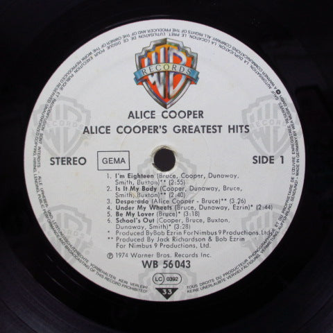 ALICE COOPER (アリス・クーパー)  - Greatest Hits (German 80's Reissue LP)