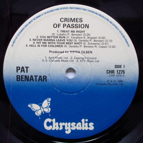 PAT BENATAR (パット・ベネター) - Crimes Of Passion (UK オリジナル LP)