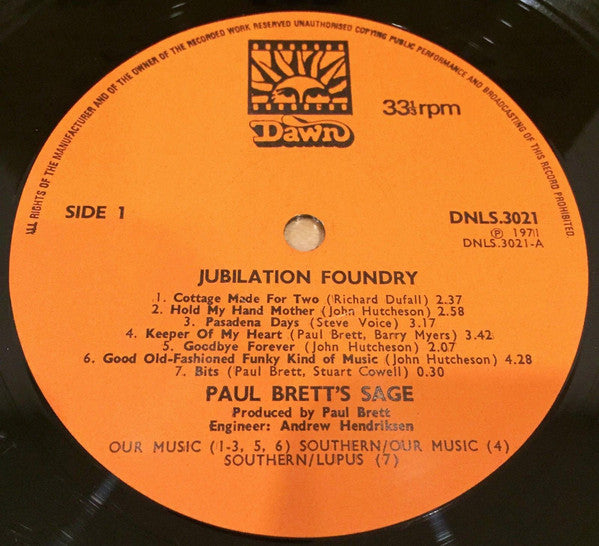 PAUL BRETT'S SAGE - Jubilation Foundry (UK Orig.LP/CGS)