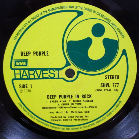 DEEP PURPLE (ディープ・パープル) - Deep Purple In Rock (UK 70's Re LP/CGS)