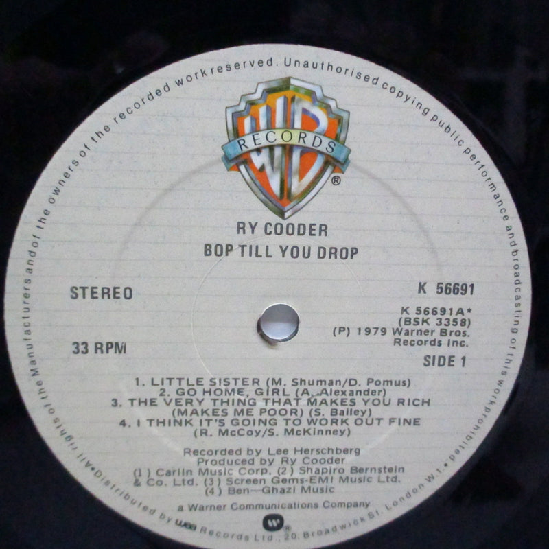 RY COODER (ライ・クーダー)  - Bop Till You Drop (UK オリジナル LP