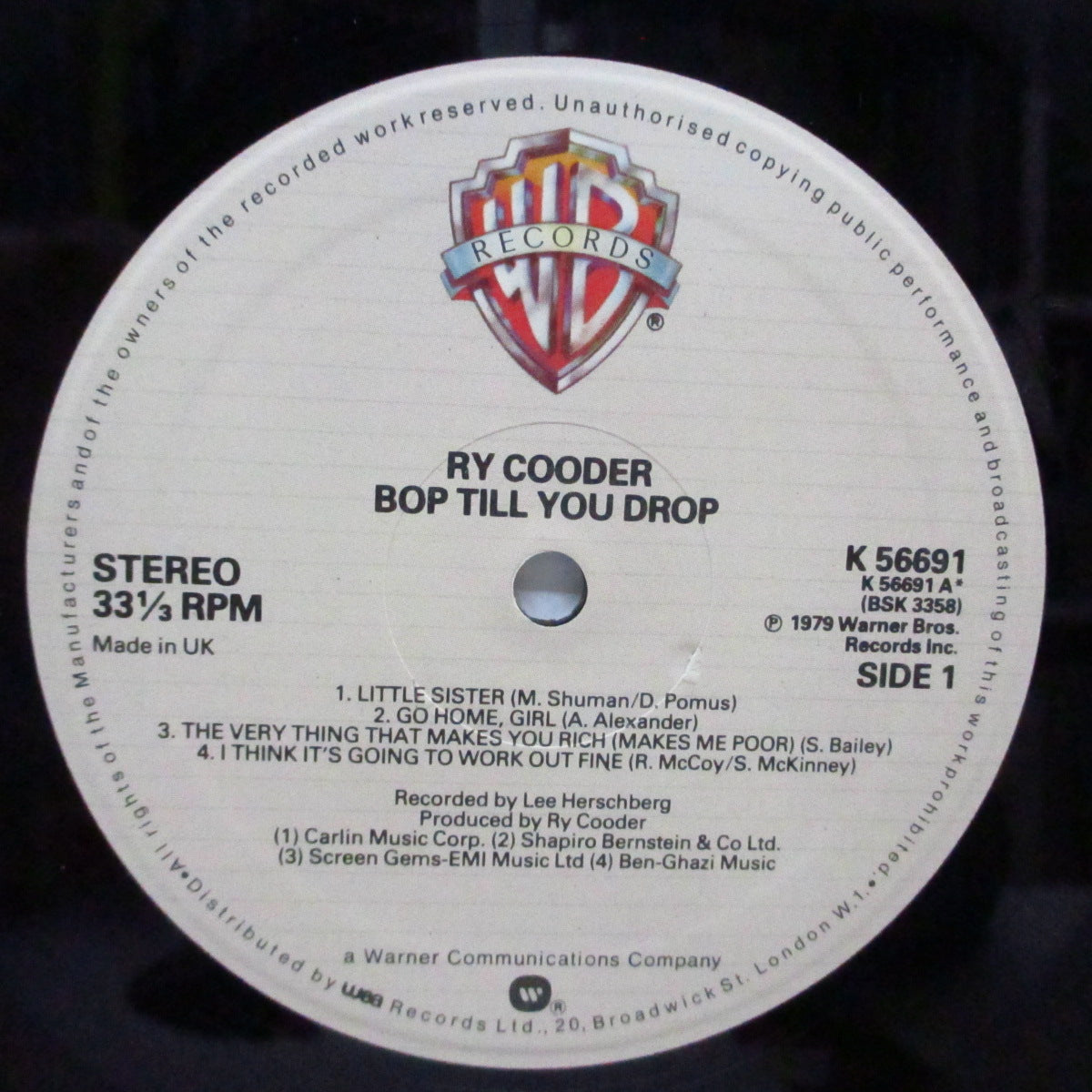 RY COODER (ライ・クーダー)  - Bop Till You Drop (UK オリジナル LP#2)