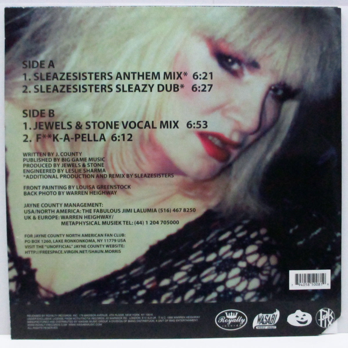 JAYNE COUNTY (ジェイン・カウンティ)  - F**k Off 2000 (US Orig.12"/Stickered CVR)