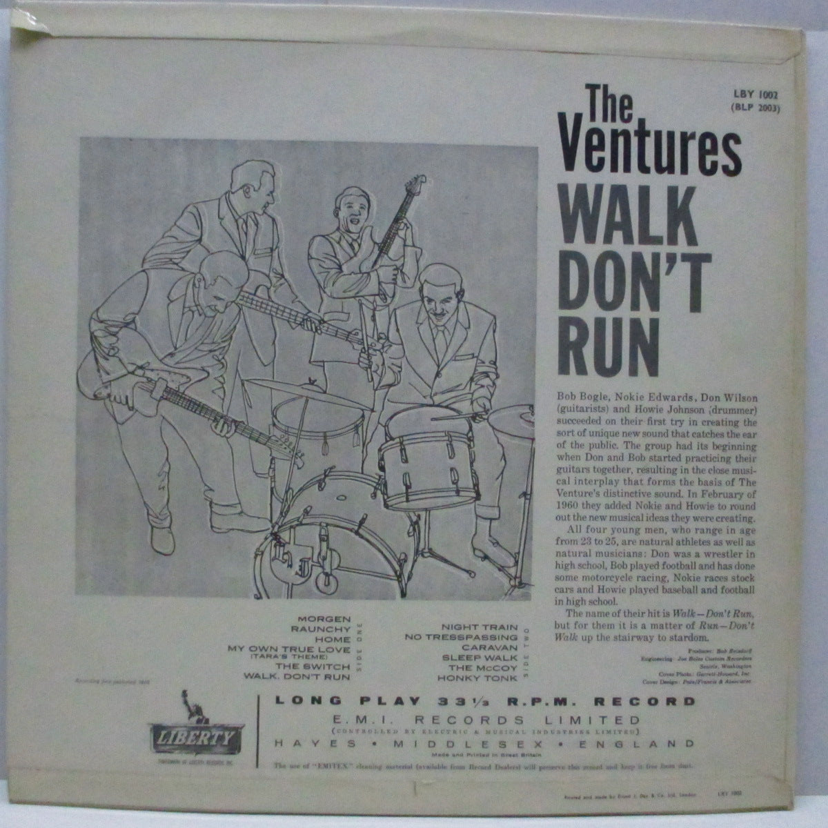 VENTURES (ベンチャーズ)  - Walk Don't Run (UK '62 オリジナル「モノラル」LP/表面コーティングジャケ)