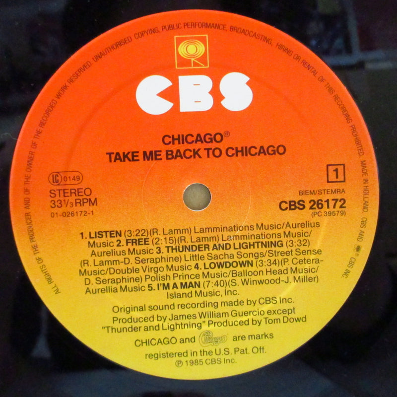 CHICAGO (シカゴ)  - Take Me Back To Chicago (EUオリジナル LP/CBS 26172)
