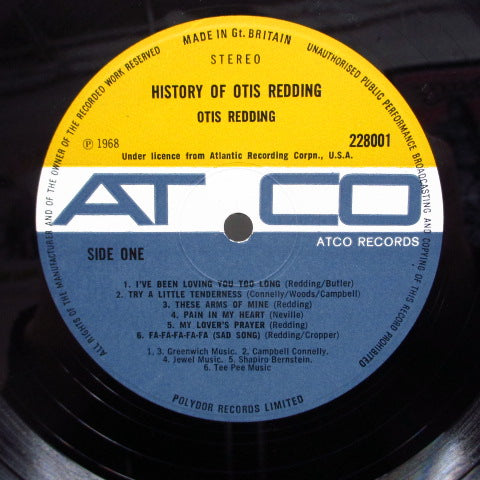 OTIS REDDING - History Of Otis Redding (UK '69 Reissue Stereo/CS)