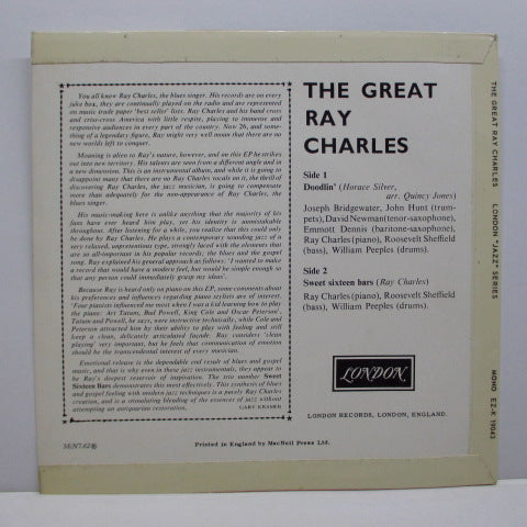 RAY CHARLES (レイ・チャールズ) - The Great Ray Charles /Doodlin' (UK 2nd Press7"/CFS)