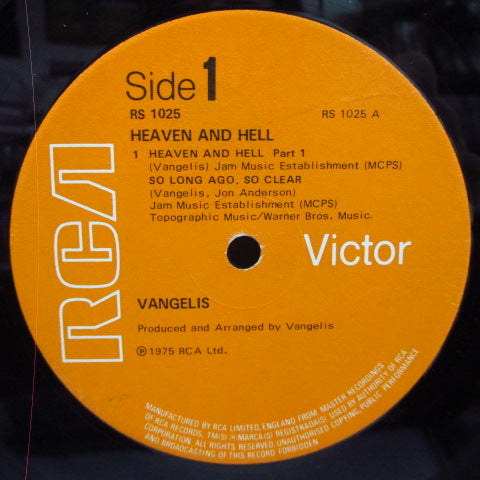 VANGELIS (ヴァンゲリス) - Heaven And Hell (UK オリジナル・オレンジラベ LP/GS)