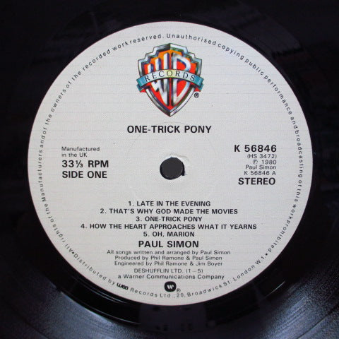 PAUL SIMON (ポール・サイモン) - One-Trick Pony (UK オリジナル LP+インナー)