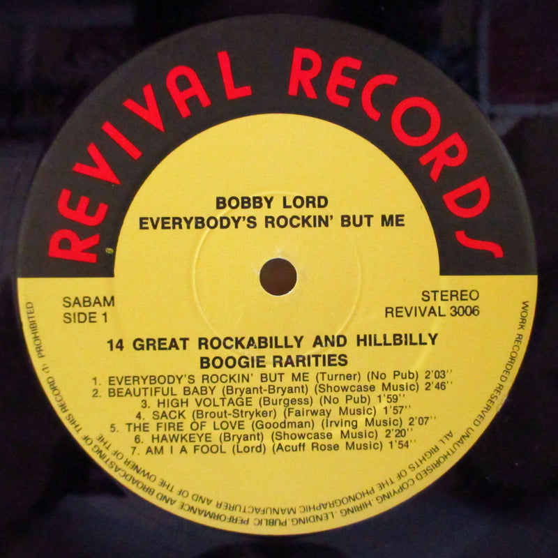 BOBBY LORD (ボビー・ロード)  - Everybody Is Rockin' (EU 限定 Mono LP)