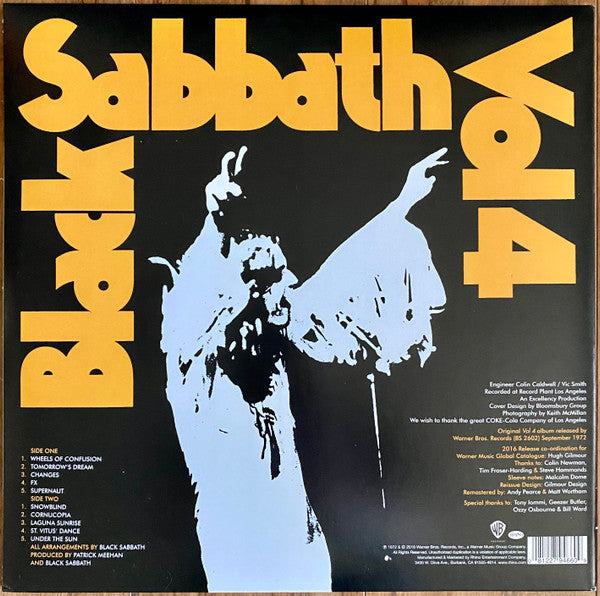 BLACK SABBATH (ブラック・サバス) - Vol.4 (US '16 Ltd.Reissue 180g Orange Vinyl  LP+Inner/Stickered GS「廃盤 New」)