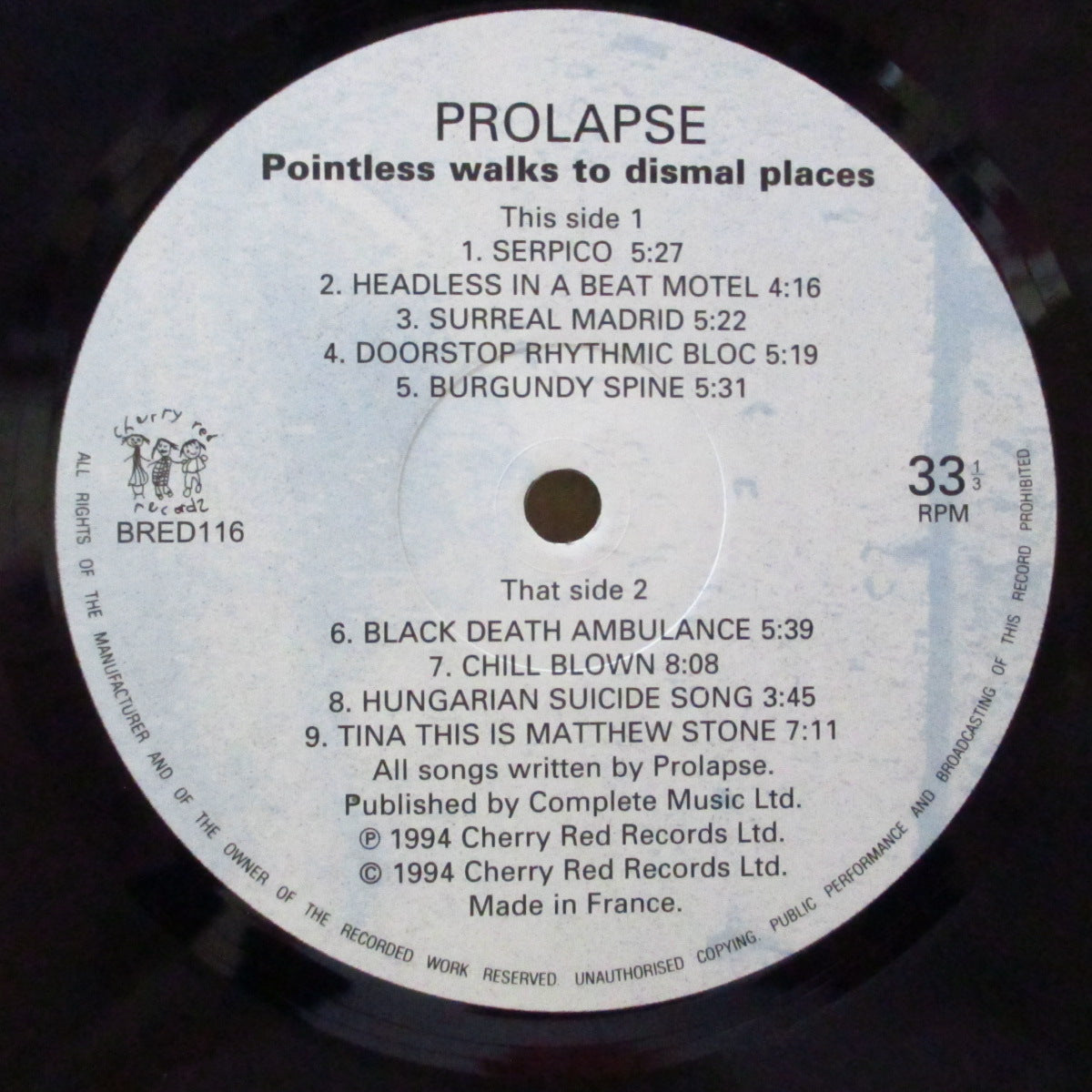 PROLAPSE (プロラプス)  - Pointless Walks To Dismal Places (UK 930枚限定 LP+インサート/ナンバリング入りハンドメイドジャケ)