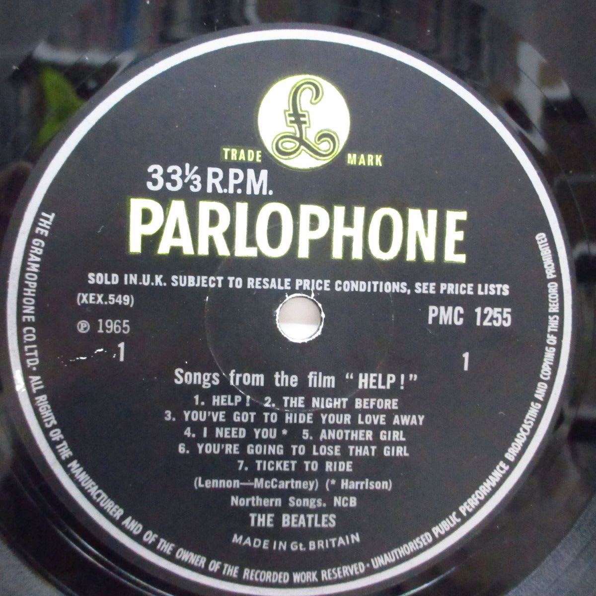 BEATLES (ビートルズ)  - Help ! (UK 60's 再発「モノラル」LP/G&L社「アウトラインMono」表面コーティング折返ジャケ)