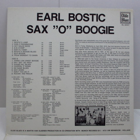 EARL BOSTIC (アール・ボスティック)  - Sax "O" Boogie (Dutch Orig.LP)