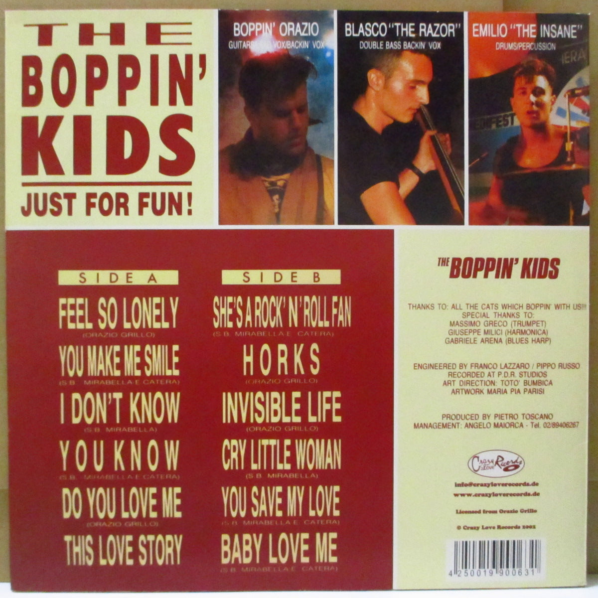 BOPPIN' KIDS, THE (ザ・ボッピン・キッズ)  - Just For Fun ! (German 100 Limited Reissue Clear Red Vinyl LP)