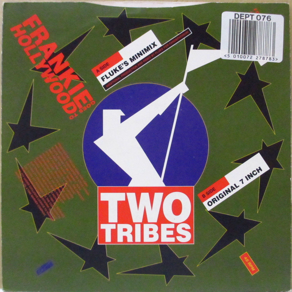 FRANKIE GOES TO HOLLYWOOD (フランキー・ゴーズ・トゥ・ハリウッド) - Two Tribes - Fluke's  Minimix (UK '94 再発 7インチ+光沢固紙ジャケ)