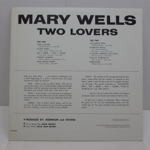 MARY WELLS (メアリー・ウェルズ) - Two Lovers & Other Great Hits (US 80's Re LP/No Barcode)