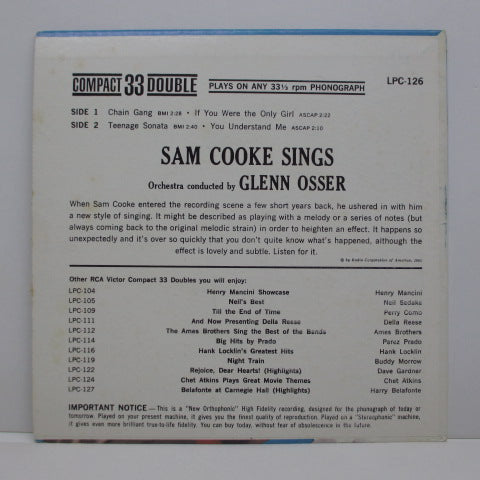 SAM COOKE (サム・クック)  - Sam Cooke Sings / Chain Gang +3 (US Orig.33rpm Mono EP)