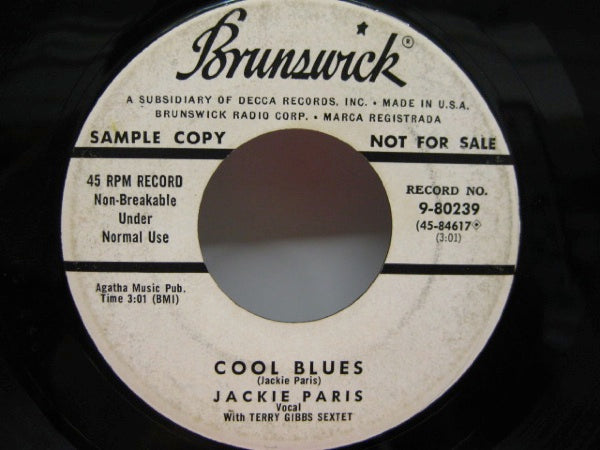 JACKIE PARIS - Cool Blues / You Go To My Head