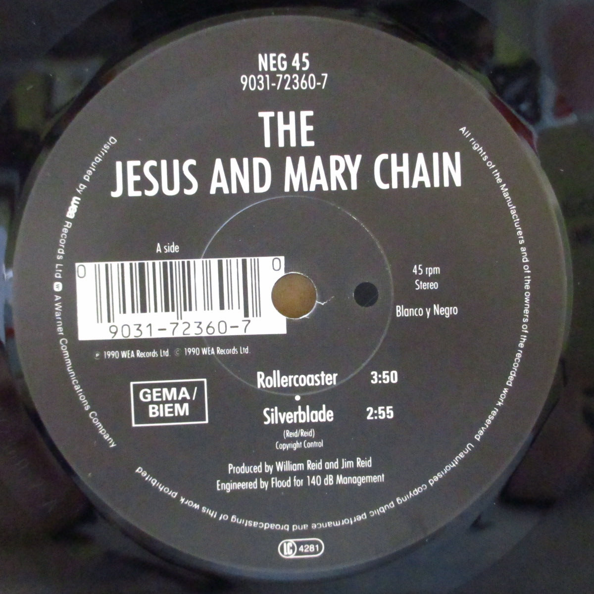 JESUS AND MARY CHAIN, THE (ジーザス & メリー・チェイン)  - Rollercoaster E.P. (EU オリジナル 7インチ+光沢ソフト紙ジャケ)