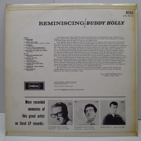 BUDDY HOLLY (バディ・ホリー)  - Reminiscing (UK Orig.Mono LP/CFS)