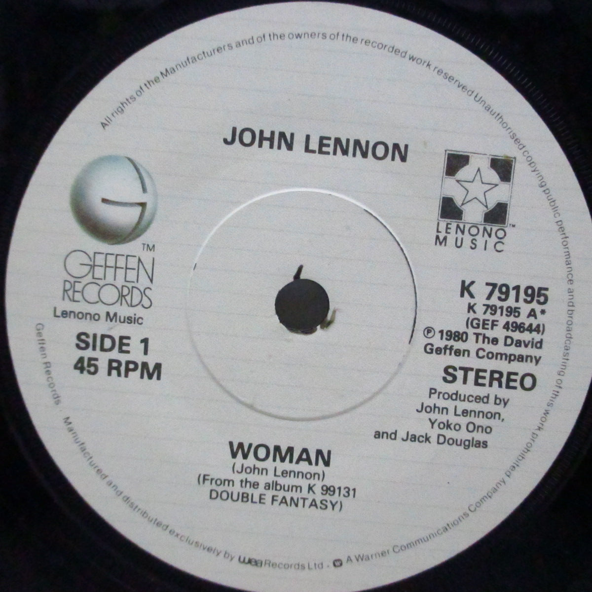 JOHN LENNON (ジョン・レノン)  - Woman (UK オリジナル 7"+「黄色ロゴ」マット・ソフト紙ジャケ)