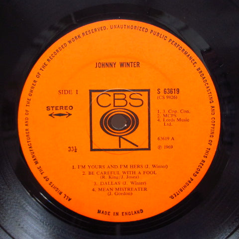 JOHNNY WINTER (ジョニー・ウィンター)- Johnny Winter (UK Orig.Stereo LP)