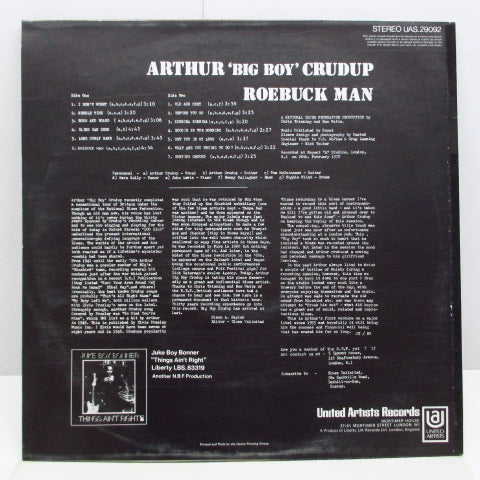 Arthur BIG BOY CRUDUP - Roebuck Man (UK Orig.Stereo LP/CS)