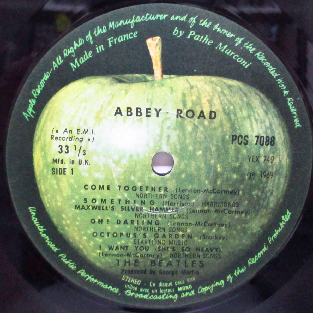 BEATLES (ビートルズ) - Abbey Road (UK-France '73 再発 「ダークグリーン u0026 Her  Majesty表記有ラベ」LP+黒インナー/両面コーティングジャケ)