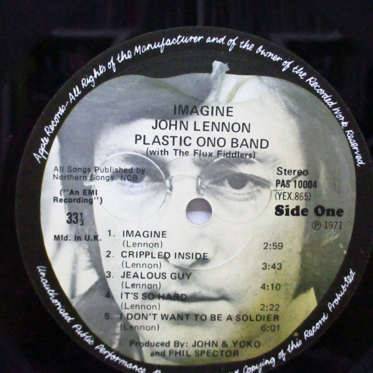 JOHN LENNON (ジョン・レノン) - Imagine (UK オリジナル LP+ポスター、豚ポストカード/CS#2/インナー欠)